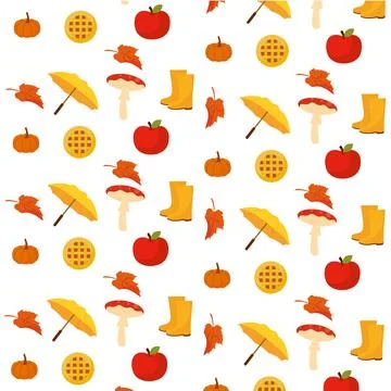 Seamless pattern background with autumn icons Vector Stock Illustration