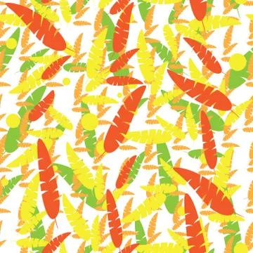 Seamless pattern background with autumn leaves on white. Vector illustration. Stock Illustration