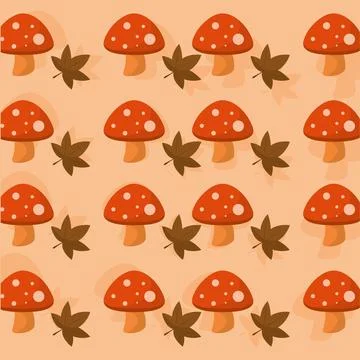 Seamless pattern background with autumn shroom and leaf icons Vector 库存插图
