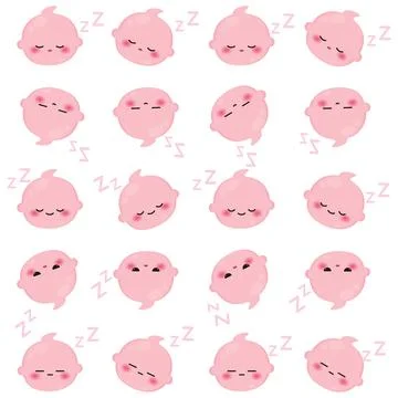 Seamless pattern background with baby emoji icons Vector Stock Illustration