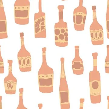 Seamless pattern background with bar bottles illustration Illustrazione stock