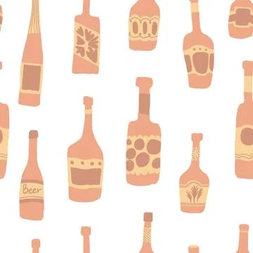 Seamless pattern background with bar bottles illustration Illustrazione stock