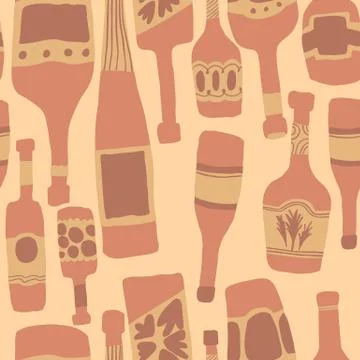 Seamless pattern background with bar bottles illustration Stock Illustration