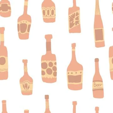 Seamless pattern background with bar bottles illustration Stock Illustration