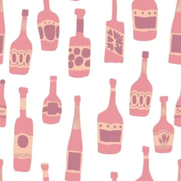 Seamless pattern background with bar bottles illustration Stock Illustration