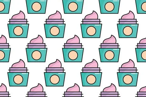Seamless pattern background with beauty salon equipment icons Stock Illustration