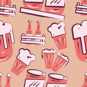 Seamless pattern background with beer icons Vector Stock Illustration