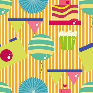 Seamless pattern background with birthday party icons Vector Stock Illustration