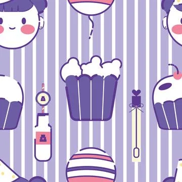 Seamless pattern background with birthday party icons Vector Illustrazione stock