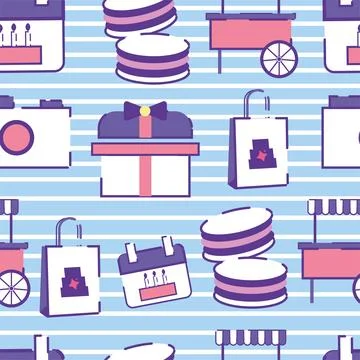 Seamless pattern background with birthday party icons Vector Stock Illustration