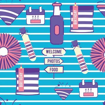 Seamless pattern background with birthday party icons Vector Stock Illustration