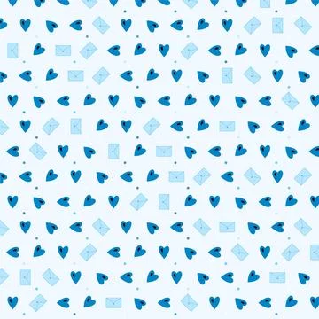 Seamless pattern background with blue love hearts and letters illustration .. Stock Illustration