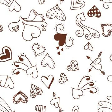 Seamless pattern background with boho hearts. Stock Illustration