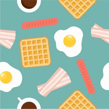 Seamless Pattern Background Breakfast Illustrazione stock