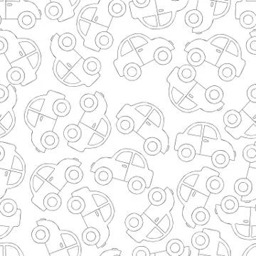 Seamless pattern background with car. Toy transport vector. Coloring book aut 스톡 일러스트