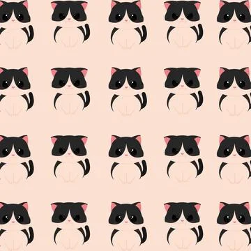 Seamless pattern background with cat emoji avatars Vector Illustrazione stock