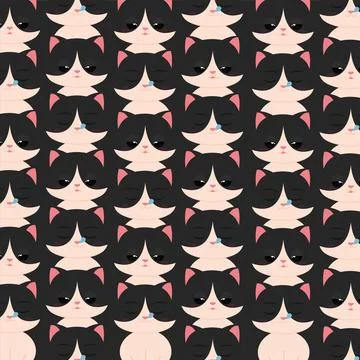 Seamless pattern background with cat emoji avatars Vector Stockillustratie