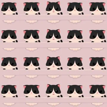 Seamless pattern background with cat emoji avatars Vector Illustrazione stock