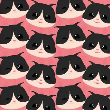 Seamless pattern background with cat emoji avatars Vector イラスト素材