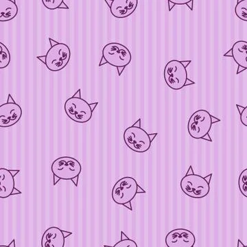 Seamless pattern background cat. Vector textile with kitten. Baby wallpaper.  Illustration