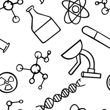 Seamless pattern background chemistry concept. 库存插图
