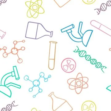 Seamless pattern background chemistry concept. Stock Illustration
