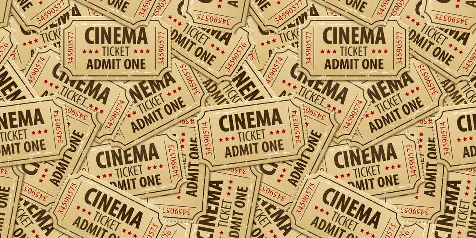 Seamless pattern background of cinema tickets. Illustration. 스톡 일러스트