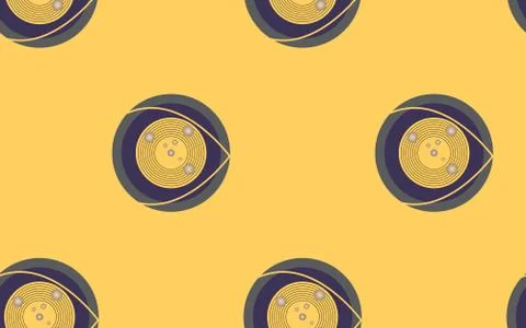 Seamless pattern background with circle abstract on the yellow Stock Illustration