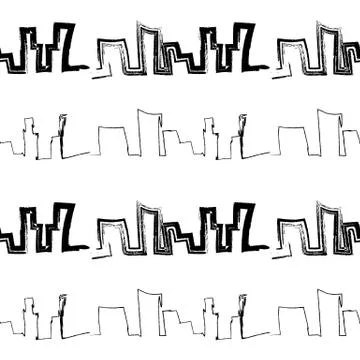 Seamless pattern background of cityscape drawing Stock Illustration