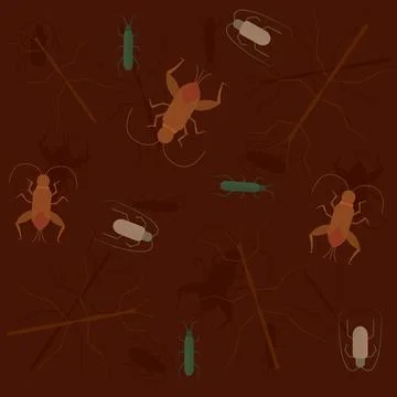 Seamless pattern background with cockroach insect icons Vector 스톡 일러스트