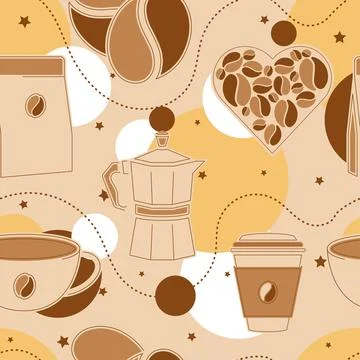 Seamless pattern background with coffee icons Vector Illustrazione stock
