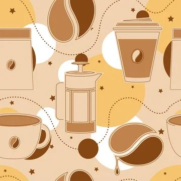 Seamless pattern background with coffee icons Vector Illustrazione stock