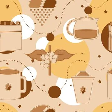 Seamless pattern background with coffee icons Vector Stock Illustration