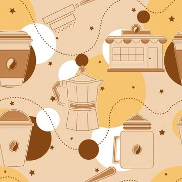 Seamless pattern background with coffee icons Vector Stock Illustration