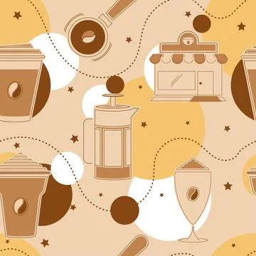 Seamless pattern background with coffee icons Vector Stock Illustration