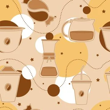 Seamless pattern background with coffee icons Vector Stock Illustration