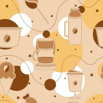 Seamless pattern background with coffee icons Vector Stock Illustration