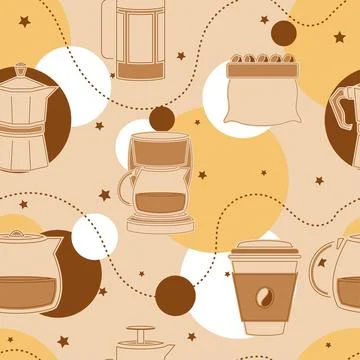 Seamless pattern background with coffee icons Vector Stock Illustration
