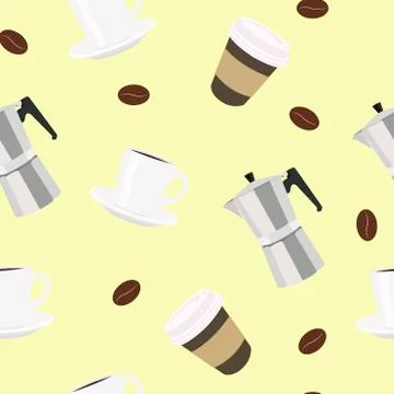 Seamless Pattern Background Coffee Themed Stock Illustration