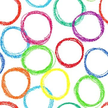 Seamless pattern background with colored circles of pastel crayon イラスト素材