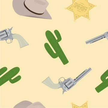 Seamless pattern Background Cowboy Themed Stock Illustration