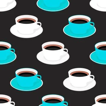 Seamless Pattern Background with Cup of Coffee.  Illustration Illustrazione stock