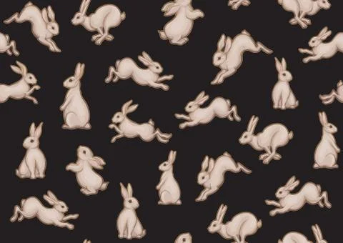 Seamless pattern, background with cute rabbits, hares. Stock Illustration