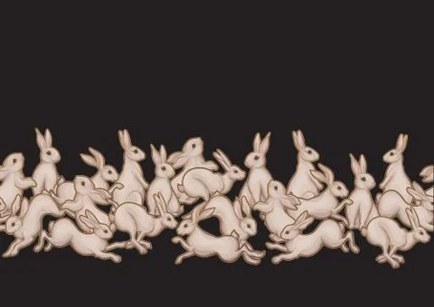 Seamless pattern, background with cute rabbits, hares. Illustrazione stock