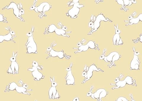 Seamless pattern, background with cute rabbits, hares. Illustrazione stock