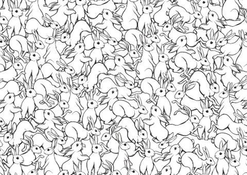 Seamless pattern, background with cute rabbits, hares. Illustrazione stock