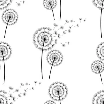 Seamless pattern background with dandelions fluff Stock Illustration