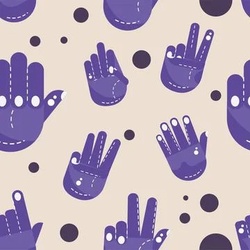 Seamless pattern background with different hand gesture icons Vector Stock Illustration
