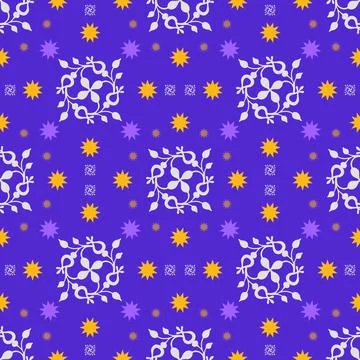 Seamless pattern background with different shapes on a purple background Ilustración de archivo