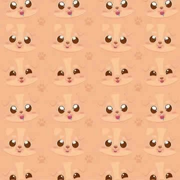 Seamless pattern background with dog emoji avatars Vector Stock Illustration